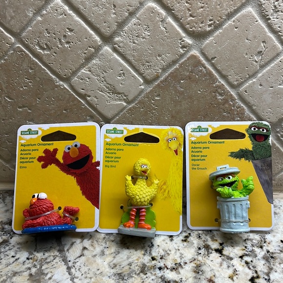 Sesame Street Aquarium Ornaments Elmo, Big Bird, Oscar the Grouch - Picture 1 of 4